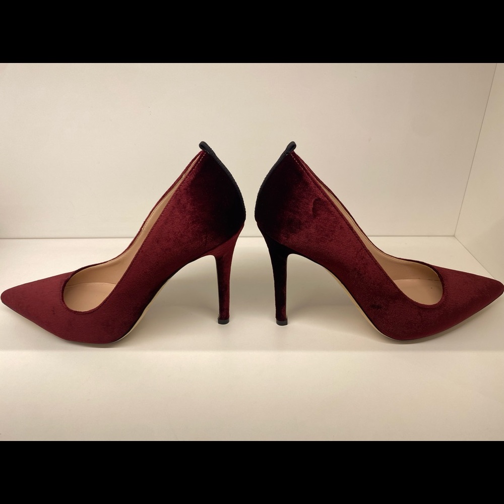 SJP Fawn Bordeaux Velvet 100mm heel